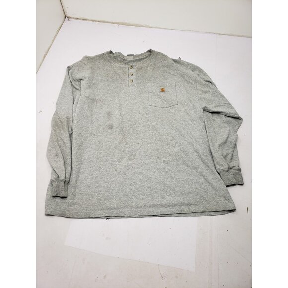 Carhartt T-Shirt Men’s Size XL Grey Long Sleeve With Chest Pocket USED - Picture 1 of 11